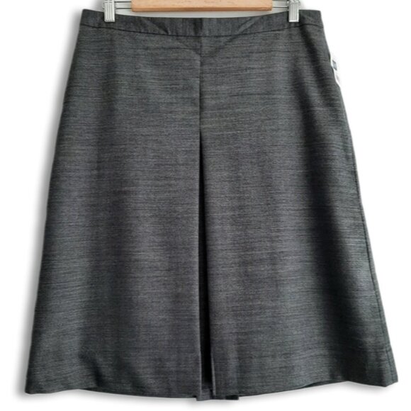 GAP - NEW Wool Blend A-Line Knee Length Centre Box Pleat Skirt Gray Sz 8 - Picture 1 of 12